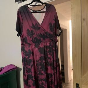 Lily 3X wine and black stretchy maxi dress